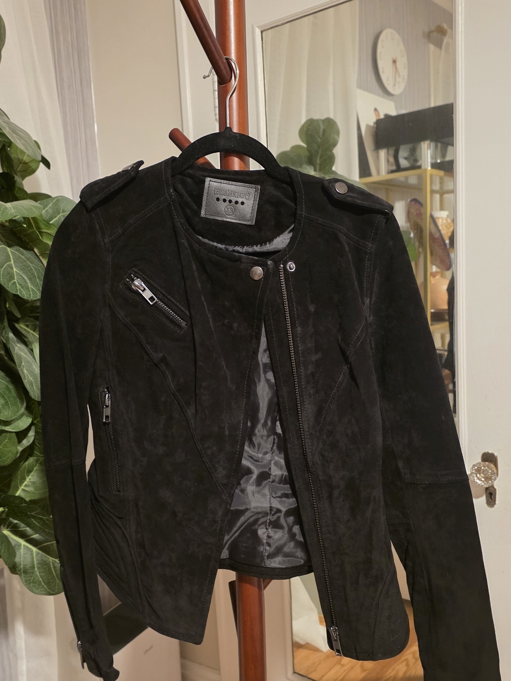 Blank NYC Women's Black Suede Moto Jacket -